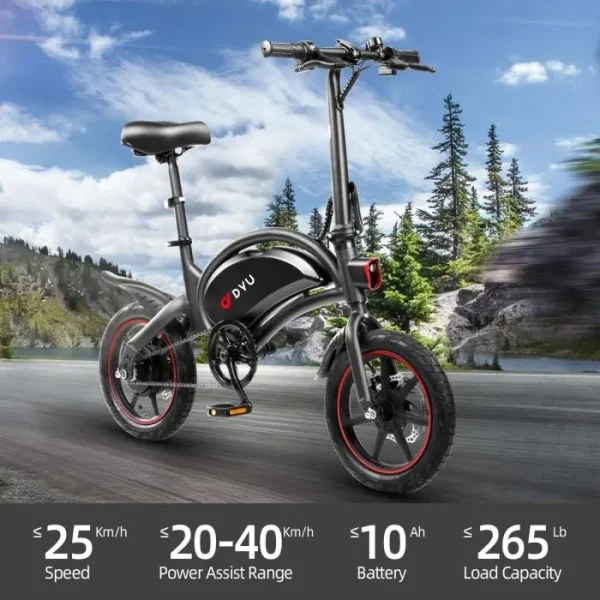 DYU D3F 14 Inch Mini Folding Electric Bike, Vélo électrique pliant – Image 4
