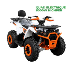 Quad Électrique HIGHPER 6000W | 75 km/h, Batterie 72V 40Ah, Transmission par Arbre