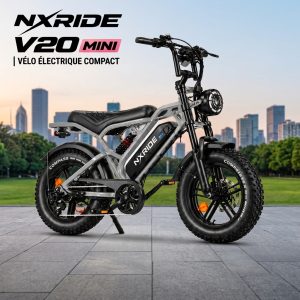 NXRIDE V20 MINI Vélo Électrique Moteur 500W, Batterie 48V 13Ah, Roues 16 Pouces, Cadre en Acier